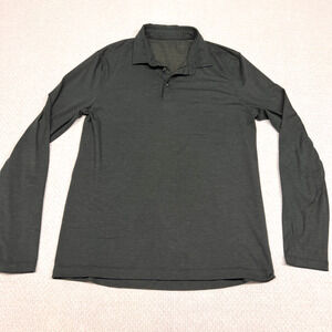 Lululemon Evolution Polo Shirt Mens Small Gray Long Sleeve Performance Stretch